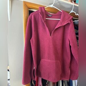 Maroon Eddie Bauer fleece pullover quarter zip